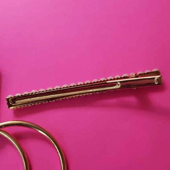 Rhinestone Hoop Earrings and Barrett Bundle - Picture 4 of 5